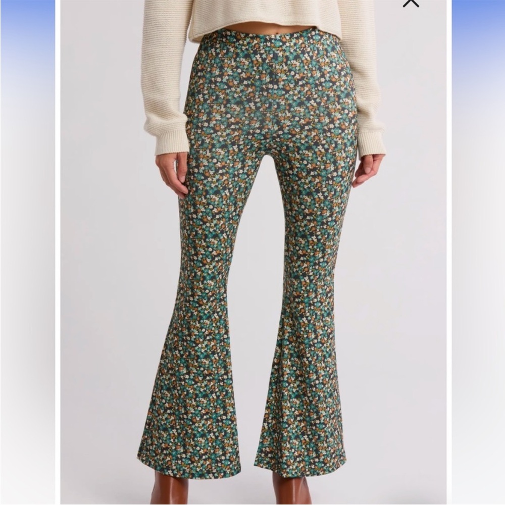 Billabong Small Pants Hang Loose Pant ditsy floral print high waist flare NWT - Picture 3 of 10